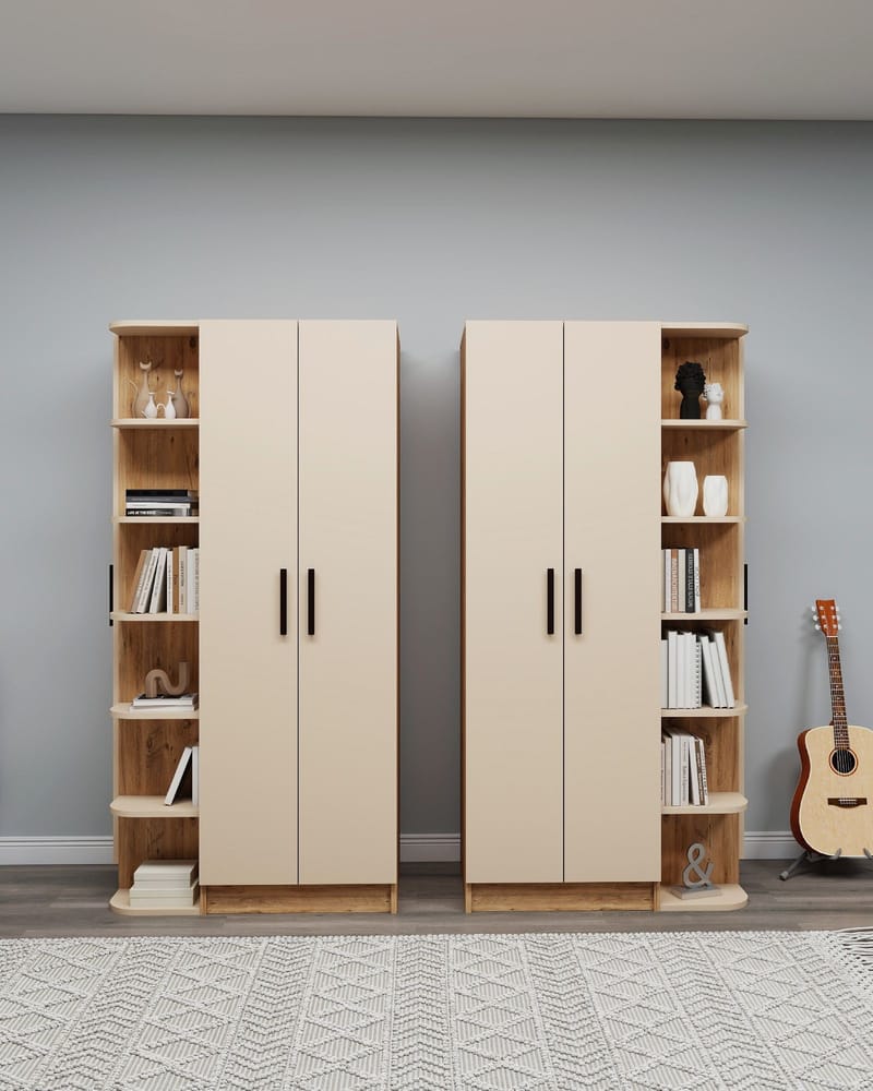 Garderobeskap Hanah Home Linda Luses (180 x 181,8 x 50 cm) Atlantisk furu beige - Oppbevaring - Klesoppbevaring - Garderober & garderobesystem - Garderobeskap & klesskap