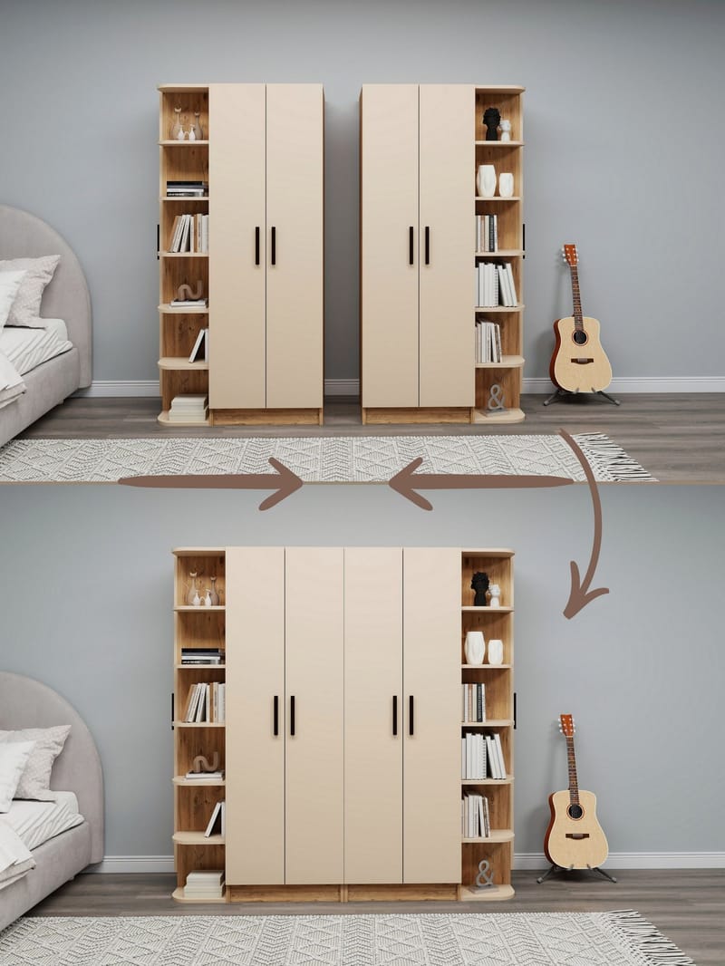 Garderobeskap Hanah Home Linda Luses (180 x 181,8 x 50 cm) Atlantisk furu beige - Oppbevaring - Klesoppbevaring - Garderober & garderobesystem - Garderobeskap & klesskap