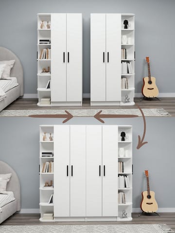 Garderobeskap Hanah Home Linda Luses (180 x 181,8 x 50 cm) Hvit - Oppbevaring - Klesoppbevaring - Garderober & garderobesystem - Garderobeskap & klesskap