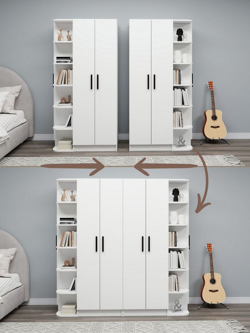 Garderobeskap Hanah Home Linda Luses (180 x 181,8 x 50 cm) Hvit - Oppbevaring - Klesoppbevaring - Garderober & garderobesystem - Garderobeskap & klesskap