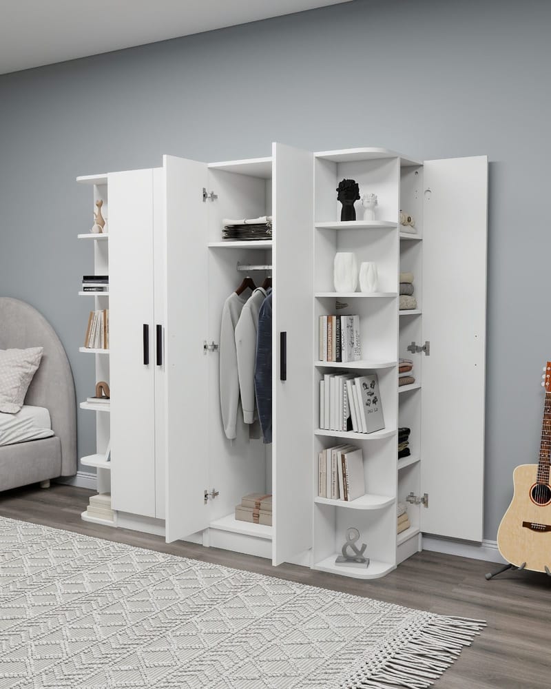 Garderobeskap Hanah Home Linda Luses (180 x 181,8 x 50 cm) Hvit - Oppbevaring - Klesoppbevaring - Garderober & garderobesystem - Garderobeskap & klesskap