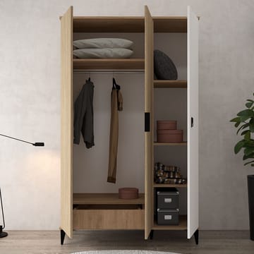 Garderobeskap Hanah Home Neva (123 x 200 x 52 cm) Eik hvit - Eik og Hvit - Oppbevaring - Klesoppbevaring - Garderober & garderobesystem - Garderobeskap & klesskap