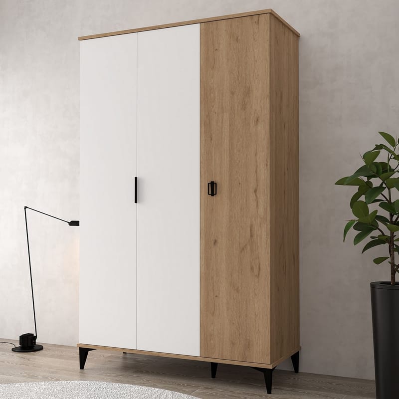 Garderobeskap Hanah Home Neva (123 x 200 x 52 cm) Sapphire eik hvit - Sapphire Oak og hvit - Oppbevaring - Klesoppbevaring - Garderober & garderobesystem - Garderobeskap & klesskap