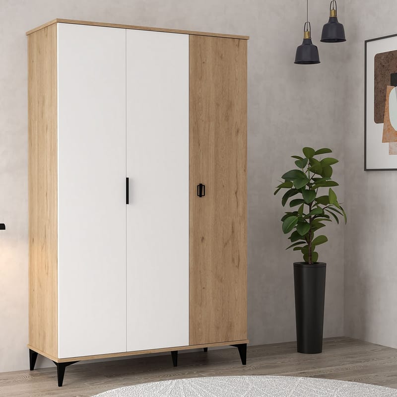 Garderobeskap Hanah Home Neva (123 x 200 x 52 cm) Sapphire eik hvit - Sapphire Oak og hvit - Oppbevaring - Klesoppbevaring - Garderober & garderobesystem - Garderobeskap & klesskap