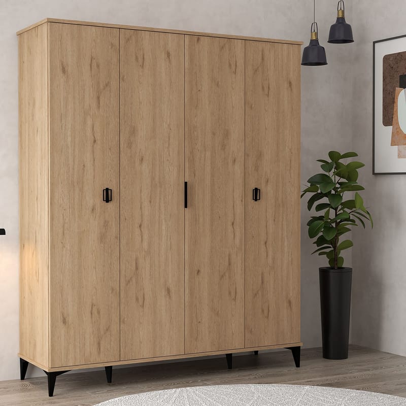 Garderobeskap Hanah Home Neva Wide (164 x 200 x 52 cm) Safireik - Sapphire Oak - Oppbevaring - Klesoppbevaring - Garderober & garderobesystem - Garderobeskap & klesskap