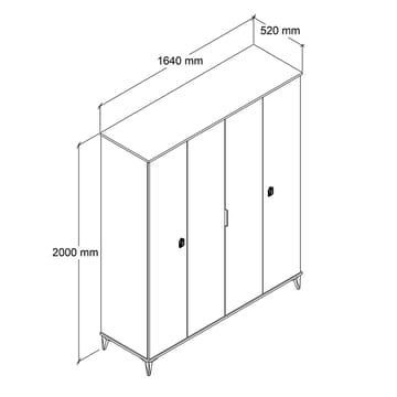 Garderobeskap Hanah Home Neva Wide (164 x 200 x 52 cm) Safireik - Sapphire Oak - Oppbevaring - Klesoppbevaring - Garderober & garderobesystem - Garderobeskap & klesskap