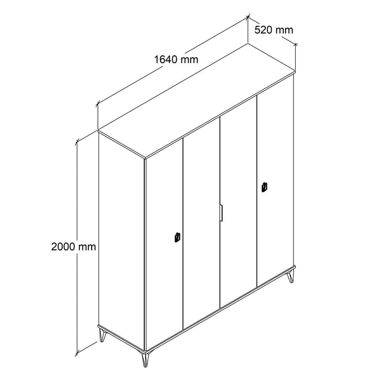 Garderobeskap Hanah Home Neva Wide (164 x 200 x 52 cm) Safireik - Sapphire Oak - Oppbevaring - Klesoppbevaring - Garderober & garderobesystem - Garderobeskap & klesskap