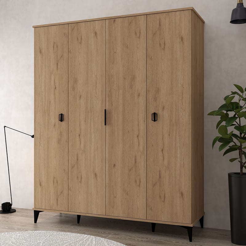 Garderobeskap Hanah Home Neva Wide (164 x 200 x 52 cm) Safireik - Sapphire Oak - Oppbevaring - Klesoppbevaring - Garderober & garderobesystem - Garderobeskap & klesskap