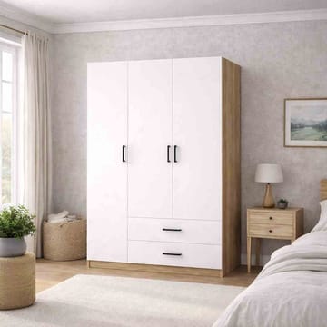Garderobeskap Hanah Home Yaman (120 x 181 x 45 cm) Valnøtt hvit - Valnøtt og hvit - Oppbevaring - Klesoppbevaring - Garderober & garderobesystem - Garderobeskap & klesskap