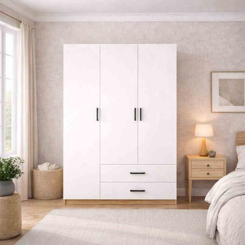 Garderobeskap Hanah Home Yaman (120 x 181 x 45 cm) Valnøtt hvit - Valnøtt og hvit - Oppbevaring - Klesoppbevaring - Garderober & garderobesystem - Garderobeskap & klesskap