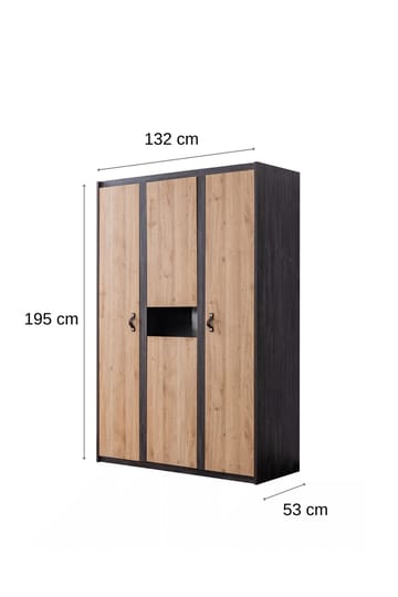 Garderobeskap Homitis Aktive (132 x 195 x 53 cm) Antrasittbrun - Antrasitt/Brun - Oppbevaring - Klesoppbevaring - Garderober & garderobesystem - Garderobeskap & klesskap