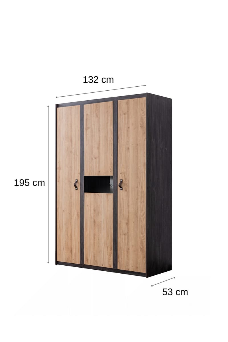 Garderobeskap Homitis Aktive (132 x 195 x 53 cm) Antrasittbrun - Antrasitt/Brun - Oppbevaring - Klesoppbevaring - Garderober & garderobesystem - Garderobeskap & klesskap