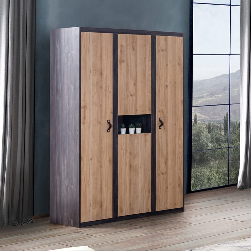 Garderobeskap Homitis Aktive (132 x 195 x 53 cm) Antrasittbrun - Antrasitt/Brun - Oppbevaring - Klesoppbevaring - Garderober & garderobesystem - Garderobeskap & klesskap