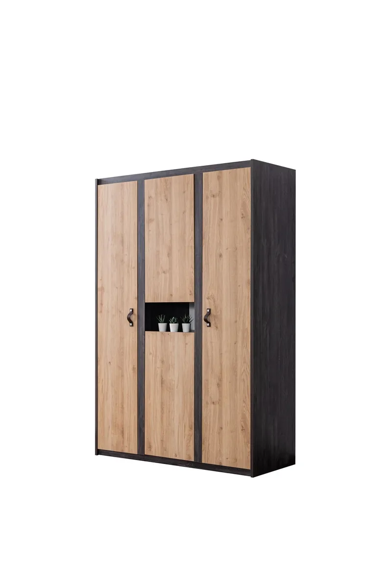 Garderobeskap Homitis Aktive (132 x 195 x 53 cm) Antrasittbrun, Antrasitt/Brun