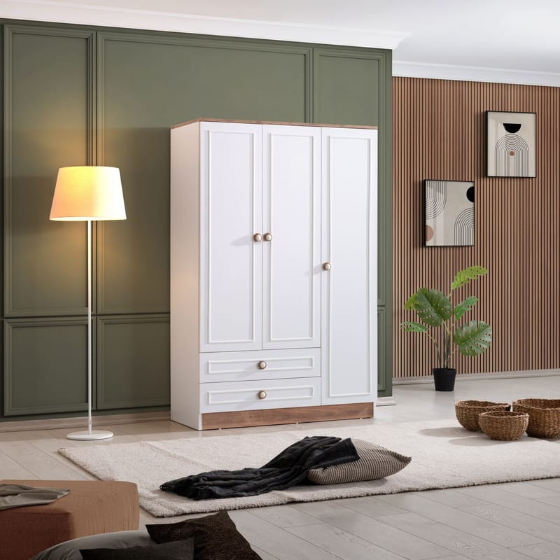 Garderobeskap Homitis Beta 3 (118 x 182 x 50 cm) brun hvit - Oppbevaring - Klesoppbevaring - Garderober & garderobesystem - Garderobeskap & klesskap