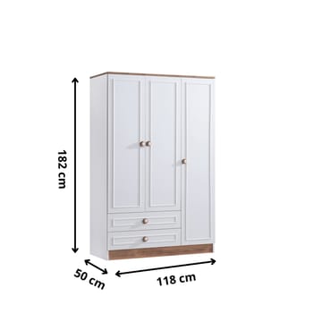 Garderobeskap Homitis Beta 3 (118 x 182 x 50 cm) brun hvit - Oppbevaring - Klesoppbevaring - Garderober & garderobesystem - Garderobeskap & klesskap