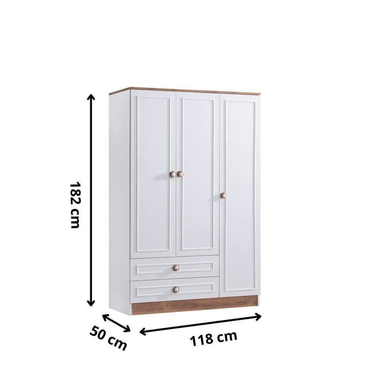Garderobeskap Homitis Beta 3 (118 x 182 x 50 cm) brun hvit - Oppbevaring - Klesoppbevaring - Garderober & garderobesystem - Garderobeskap & klesskap