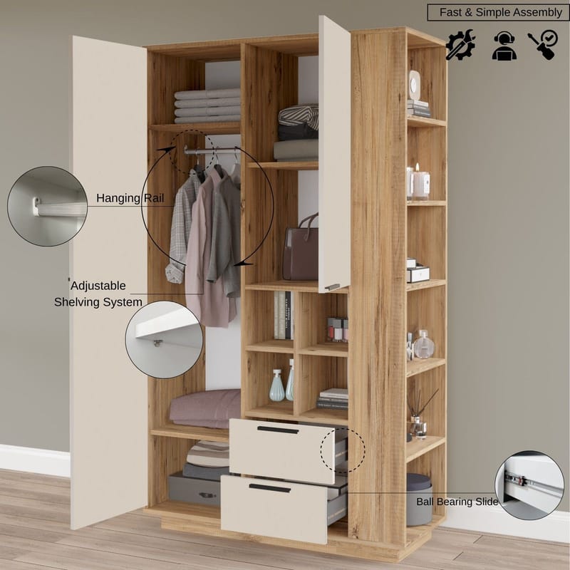 Garderobeskap Homitis Fortis (110 x 190 x 45 cm) Atlantik furu kashmir - Oppbevaring - Klesoppbevaring - Garderober & garderobesystem - Garderobeskap & klesskap