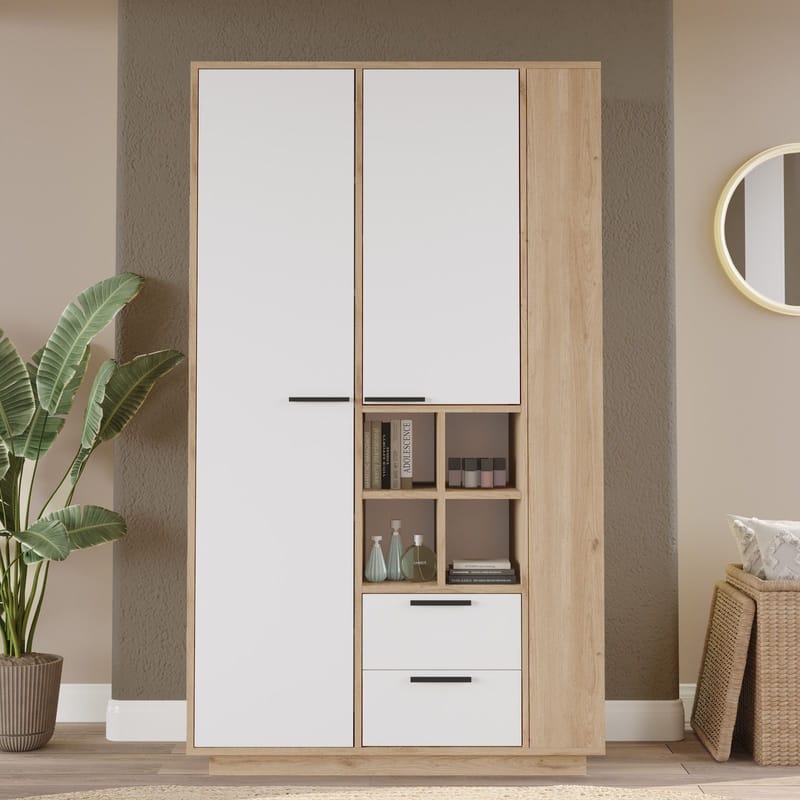Garderobeskap Homitis Fortis (110 x 190 x 45 cm) Eik hvit - Oppbevaring - Klesoppbevaring - Garderober & garderobesystem - Garderobeskap & klesskap
