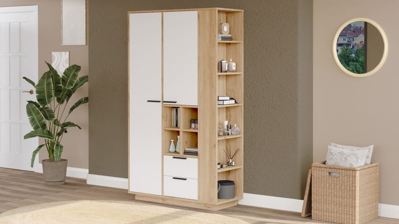 Garderobeskap Homitis Fortis (110 x 190 x 45 cm) Eik hvit - Oppbevaring - Klesoppbevaring - Garderober & garderobesystem - Garderobeskap & klesskap