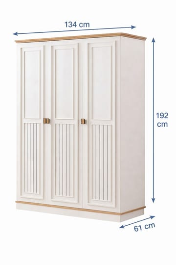 Garderobeskap Homitis Zenit 3 (134 x 192 x 61 cm) lys krem - Oppbevaring - Klesoppbevaring - Garderober & garderobesystem - Garderobeskap & klesskap