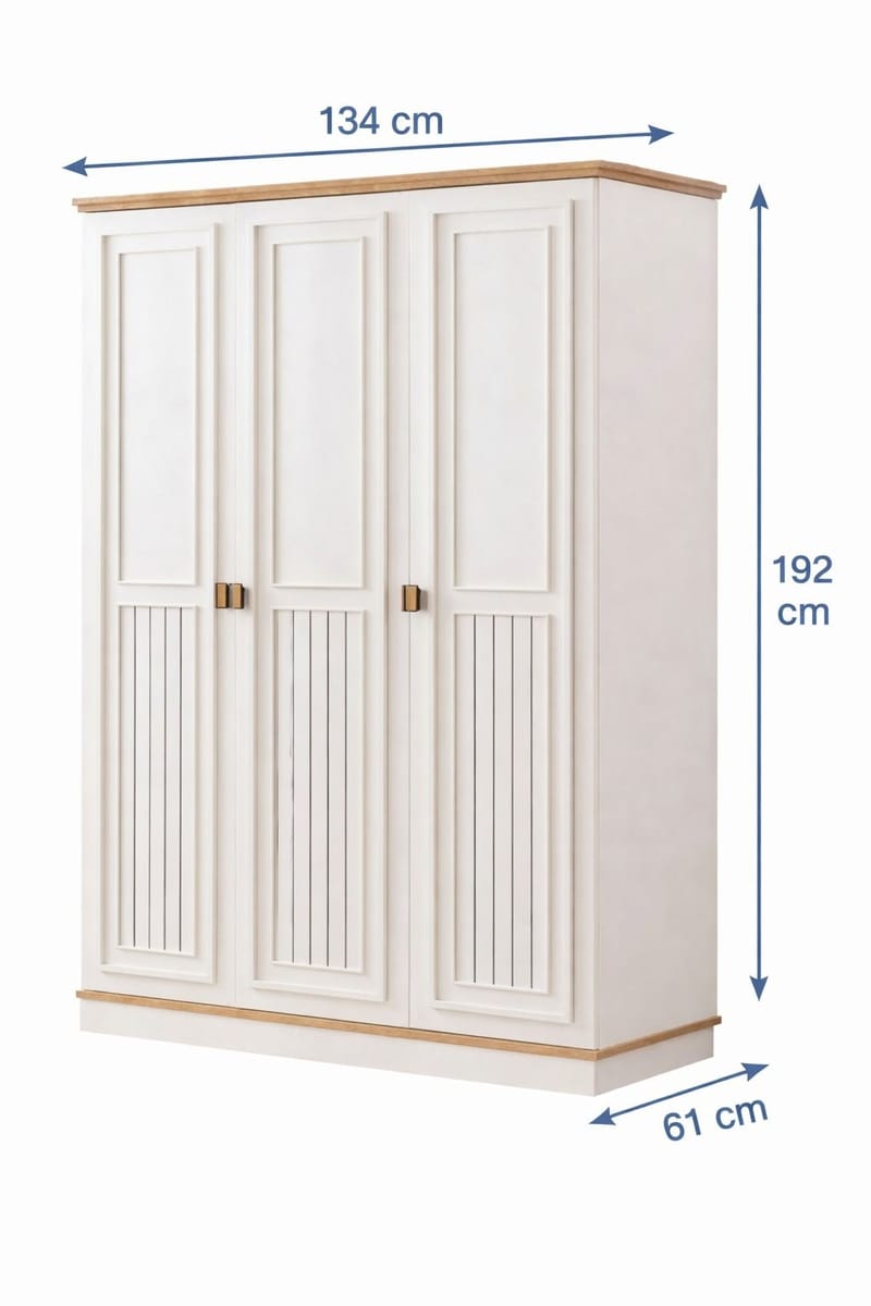 Garderobeskap Homitis Zenit 3 (134 x 192 x 61 cm) lys krem - Oppbevaring - Klesoppbevaring - Garderober & garderobesystem - Garderobeskap & klesskap