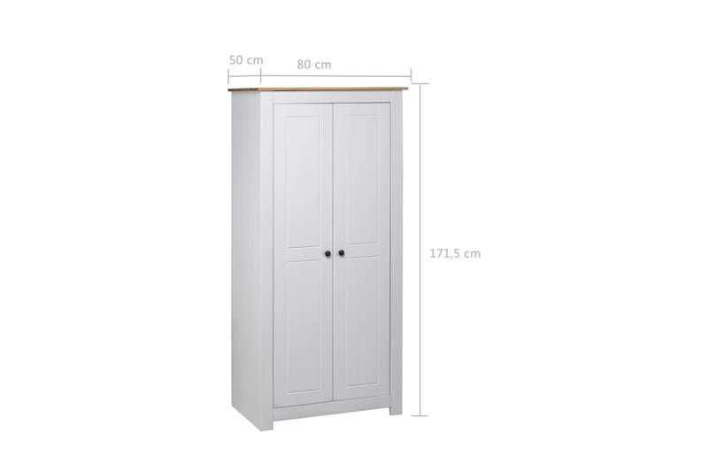 Garderobeskap hvit 80x50x171,5 cm heltre furu Panama Range - Hvit - Oppbevaring - Klesoppbevaring - Garderober & garderobesystem