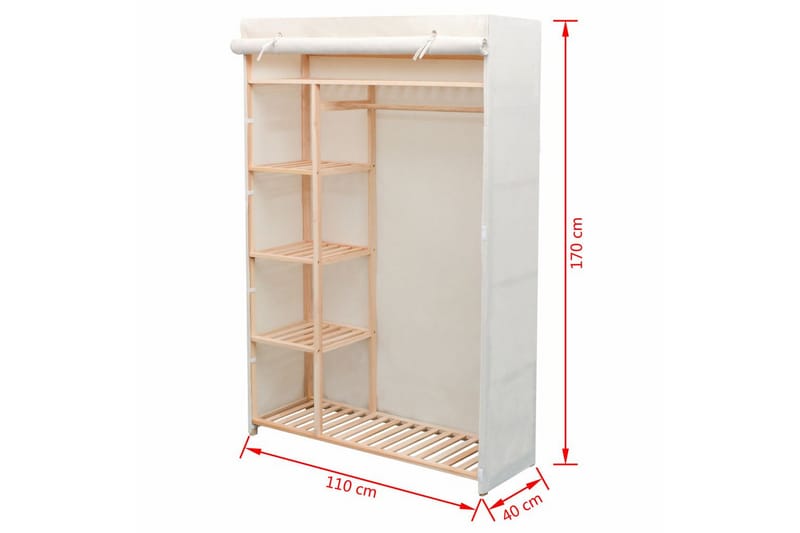 Garderobeskap i stoff og furu 110x40x170 cm - Oppbevaring - Klesoppbevaring - Garderober & garderobesystem