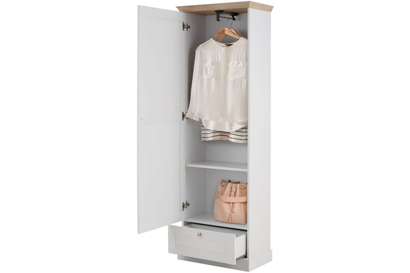 Dareia Garderobe 60 cm - Hvit / Brun - Oppbevaring - Klesoppbevaring - Garderober & garderobesystem - Garderobeskap & klesskap