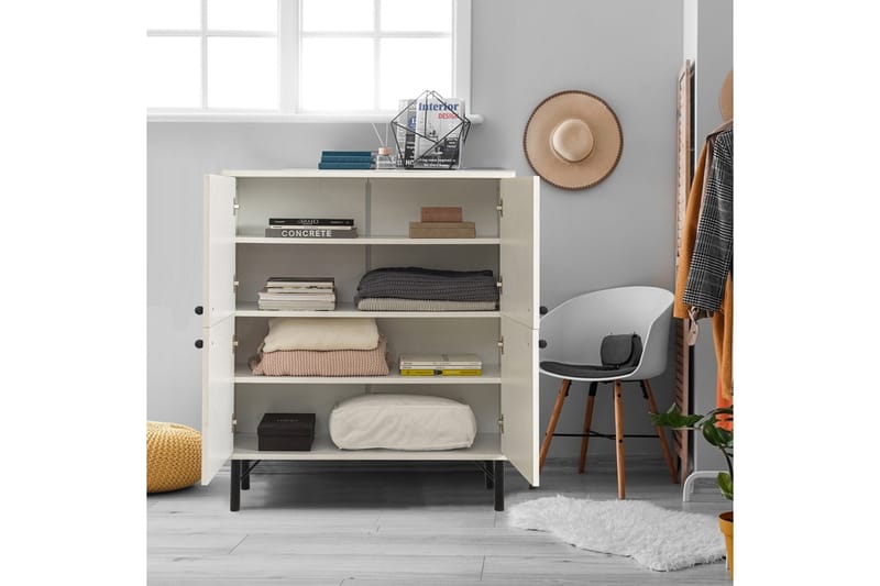 Dot Garderobeskap 95x111 cm Brun/Hvit - Hanah Home - Oppbevaring - Klesoppbevaring - Garderober & garderobesystem - Garderobeskap & klesskap