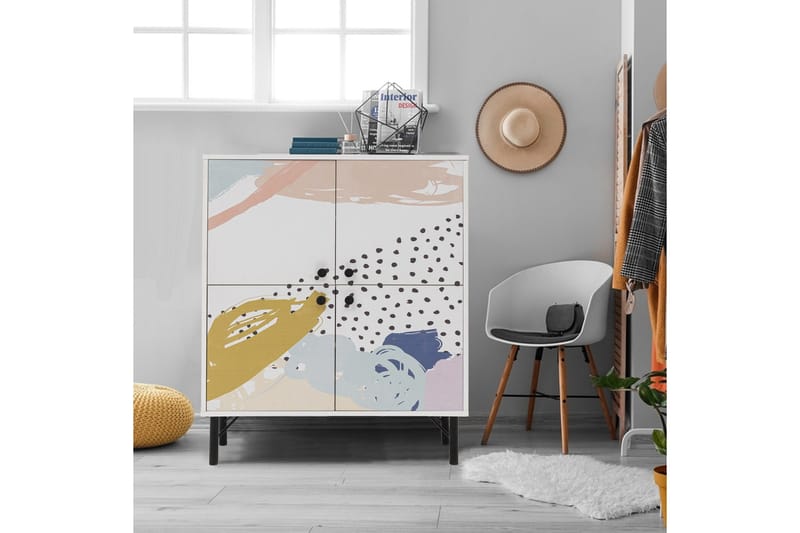 Dot Garderobeskap 95x111 cm Brun/Hvit - Hanah Home - Oppbevaring - Klesoppbevaring - Garderober & garderobesystem - Garderobeskap & klesskap