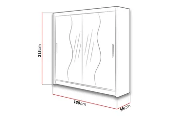 Douglas Garderobe 180x57x215 cm - Svart|Speil|Led-Belysning - Oppbevaring - Klesoppbevaring - Garderober & garderobesystem - Garderobeskap & klesskap