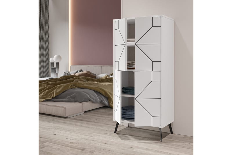 Dune Garderobeskap 62,6x136 cm Hvit - Hanah Home - Oppbevaring - Klesoppbevaring - Garderober & garderobesystem - Garderobeskap & klesskap