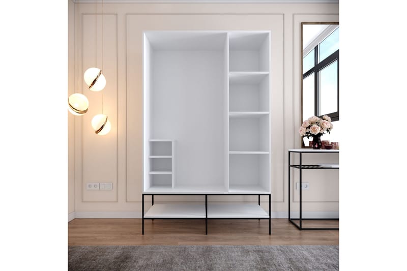 Elesham Garderobe 50x126 - Hvit/Svart/Gull - Oppbevaring - Klesoppbevaring - Garderober & garderobesystem - Garderobeskap & klesskap