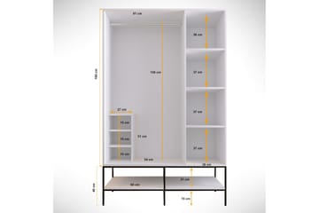 Elesham Garderobe 50x126 - Hvit/Svart/Gull - Oppbevaring - Klesoppbevaring - Garderober & garderobesystem - Garderobeskap & klesskap