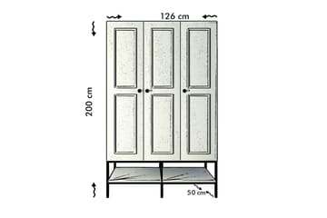 Elesham Garderobe 50x126 - Hvit/Svart/Gull - Oppbevaring - Klesoppbevaring - Garderober & garderobesystem - Garderobeskap & klesskap