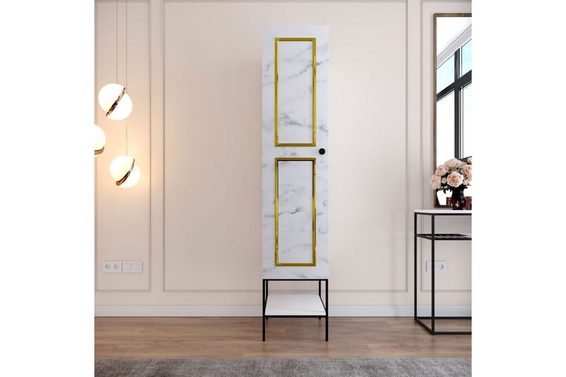 Elesham Garderobe 50x42, Hvit/Svart/Gull