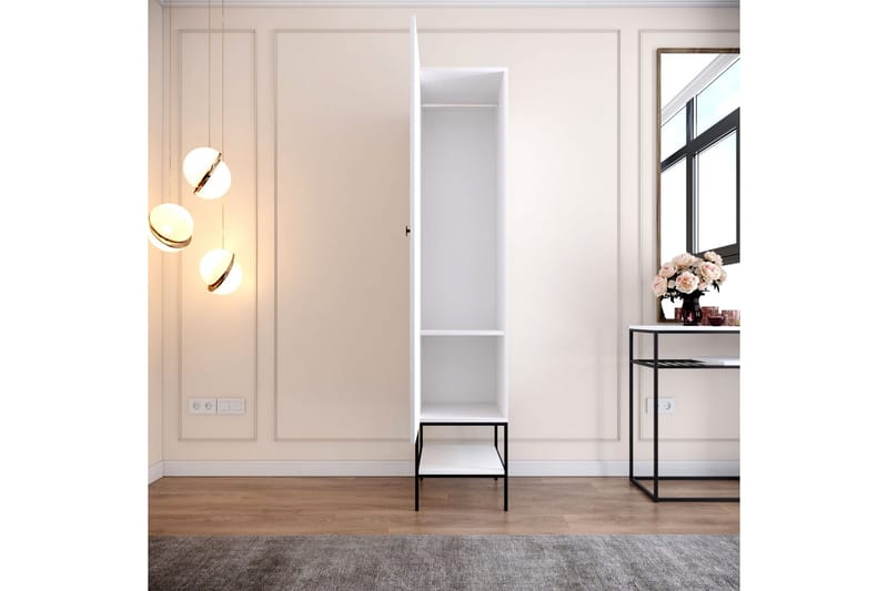 Elesham Garderobe 50x42 - Hvit/Svart/Gull - Oppbevaring - Klesoppbevaring - Garderober & garderobesystem - Garderobeskap & klesskap