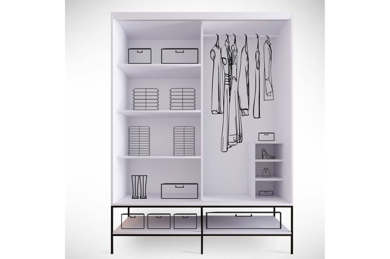 Elesham Garderobe 57x150 - Hvit - Garderobeskap & klesskap