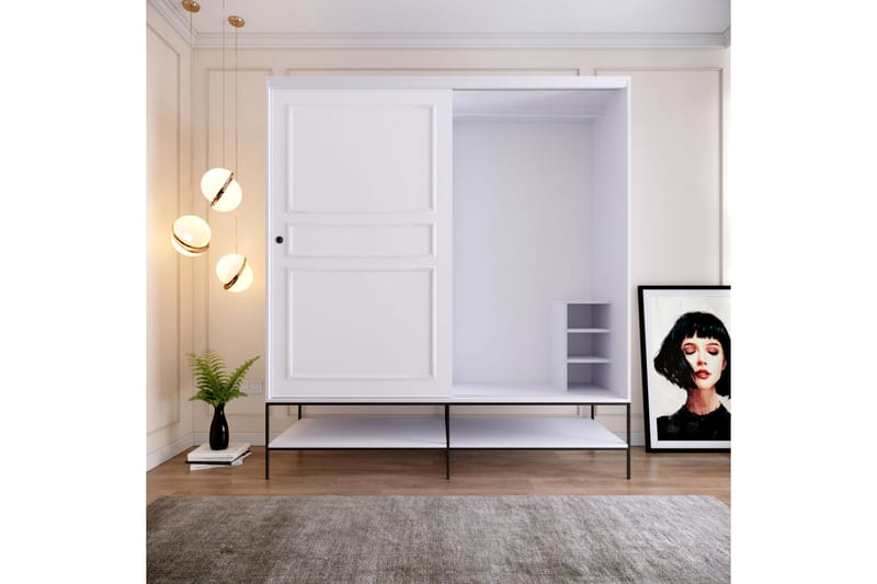 Elesham Garderobe 57x190 - Hvit - Oppbevaring - Klesoppbevaring - Garderober & garderobesystem - Garderobeskap & klesskap