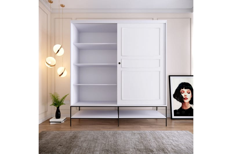 Elesham Garderobe 57x190 - Hvit - Garderobeskap & klesskap