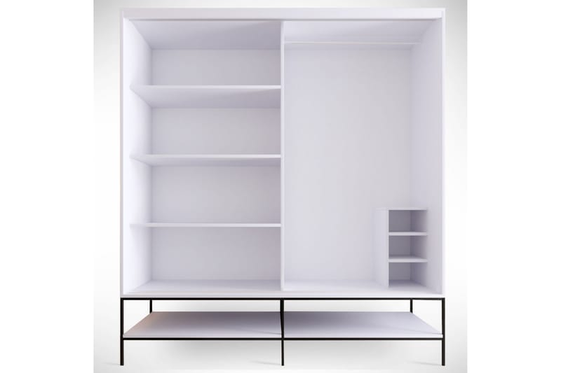 Elesham Garderobe 57x190 - Hvit/Svart/Gull - Oppbevaring - Klesoppbevaring - Garderober & garderobesystem - Garderobeskap & klesskap