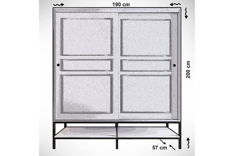 Elesham Garderobe 57x190 - Hvit/Svart/Gull - Oppbevaring - Klesoppbevaring - Garderober & garderobesystem - Garderobeskap & klesskap