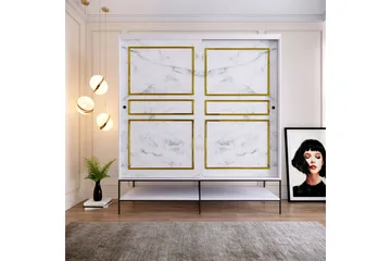Elesham Garderobe 57x190 - Hvit/Svart/Gull - Oppbevaring - Klesoppbevaring - Garderober & garderobesystem - Garderobeskap & klesskap