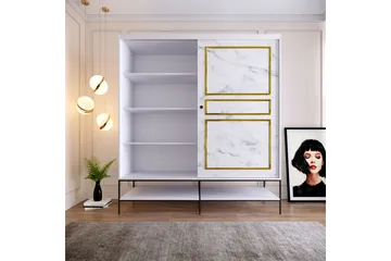 Elesham Garderobe 57x190 - Hvit/Svart/Gull - Oppbevaring - Klesoppbevaring - Garderober & garderobesystem - Garderobeskap & klesskap
