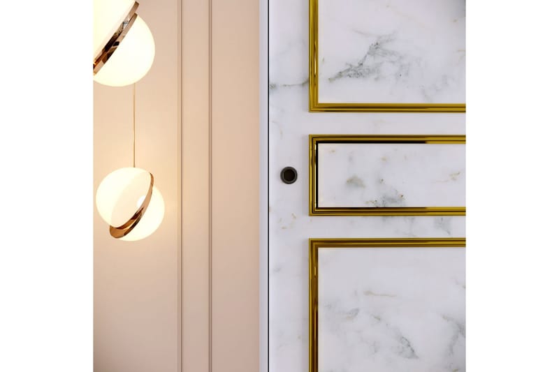 Elesham Garderobe 57x190 - Hvit/Svart/Gull - Oppbevaring - Klesoppbevaring - Garderober & garderobesystem - Garderobeskap & klesskap