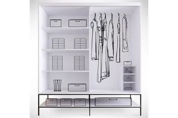 Elesham Garderobe 57x190 - Hvit/Svart/Gull - Oppbevaring - Klesoppbevaring - Garderober & garderobesystem - Garderobeskap & klesskap