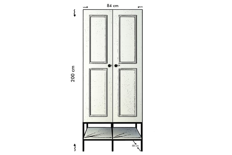 Elesham garderobeskap 50x84 - Hvit/Svart/Gull - Oppbevaring - Klesoppbevaring - Garderober & garderobesystem - Garderobeskap & klesskap