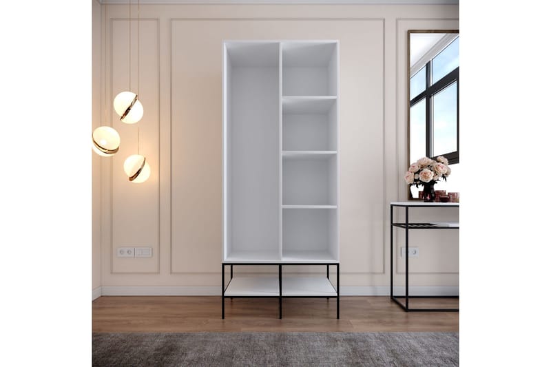 Elesham garderobeskap 50x84 - Hvit/Svart/Gull - Oppbevaring - Klesoppbevaring - Garderober & garderobesystem - Garderobeskap & klesskap