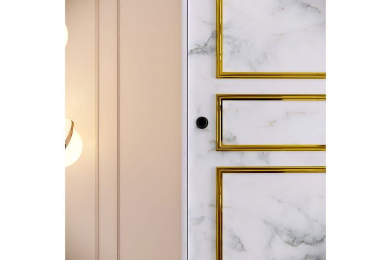 Elesham garderobeskap 57x120 - Hvit / Svart / Gull - Oppbevaring - Klesoppbevaring - Garderober & garderobesystem - Garderobeskap & klesskap